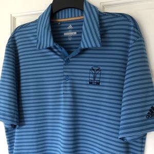 Blue adidas striped golf shirt